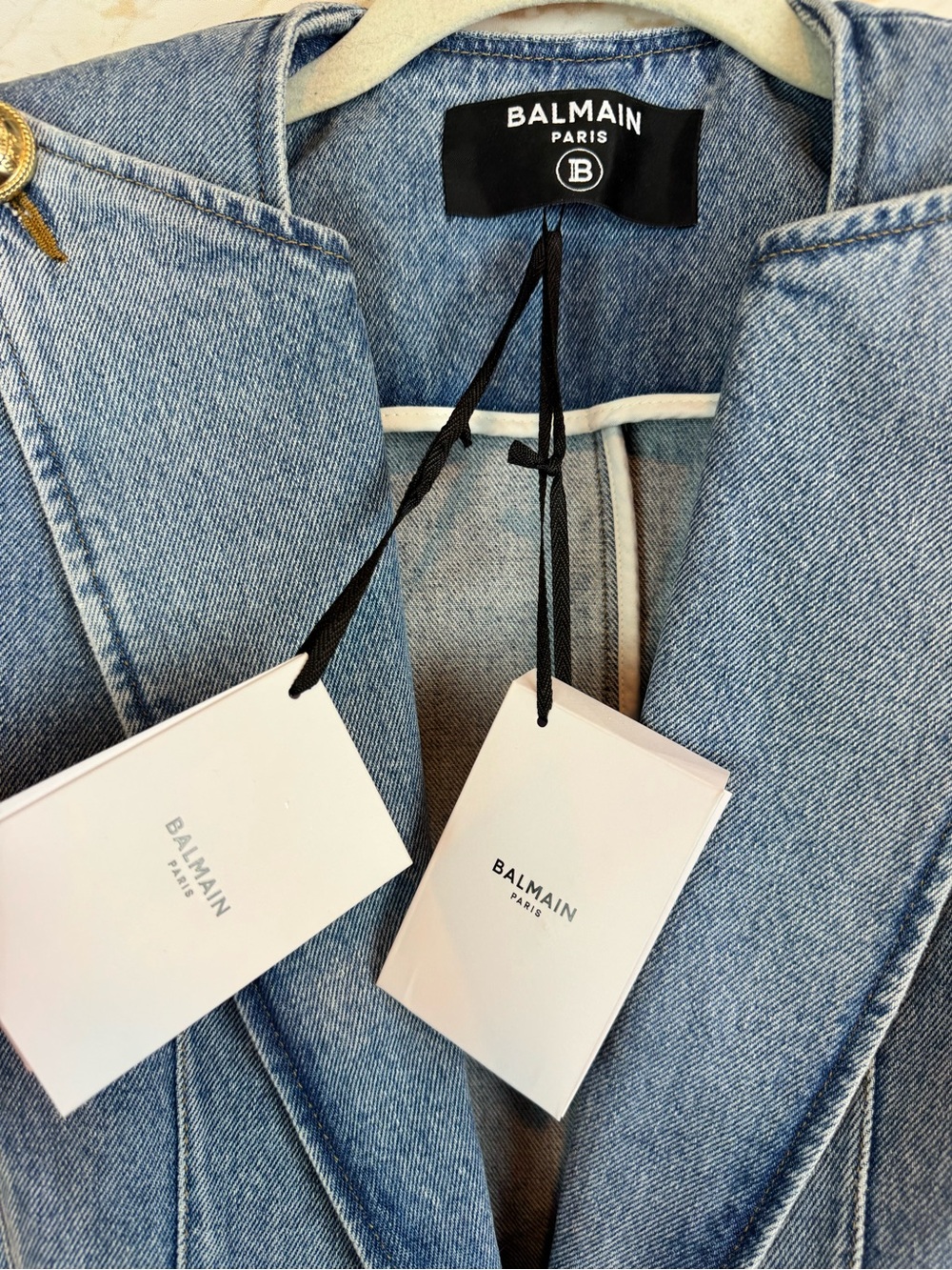 Balmain | Denim Short Sleeve Jacket, 4 NWT - Picture 5 of 11